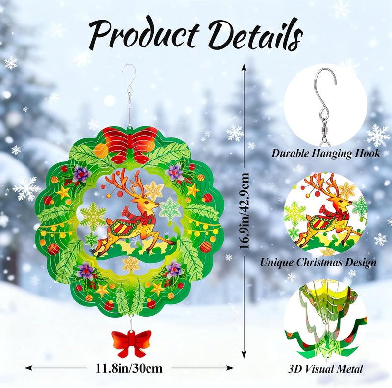 SUNCKET Stainless Steel 3D Deer Wind Spinner Garden Yard Patio Porch Decor, Birthday Gifts for Women Mom Grandma, 12 Inch Hanging Wind Spinners Outdoor & Indoor Decoration - Image 2